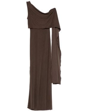 AYA MUSE Asymmetrisches Langes Kleid Mit Rippenstrick - Braun