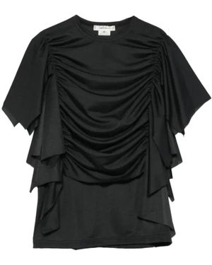 Comme des Garçons Overhemden ,Zwart ,Geplooide Blouse Met Ruches