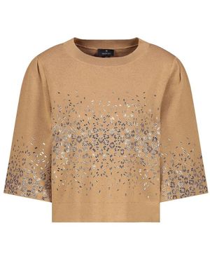 Monari Pullover Korte Mouw 410274 - Naturel
