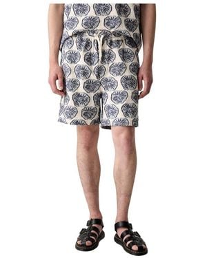 Les Deux Korte Broeken ,Blauw ,Katoen Dahlia Jacquard Shorts - Zwart