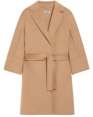 Max Mara Jassen ,Bruin ,Wol Wolmix Ceintuurjas - Naturel
