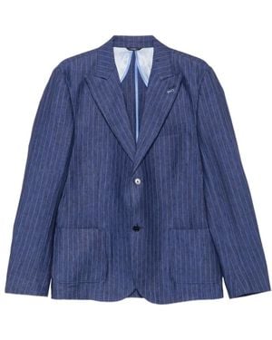 Daniele Alessandrini 115 Giacca Gessata Lino Sabbia - Blauw