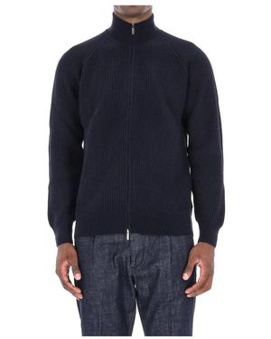 Barba Napoli Blauer Rippstrickwollpullover