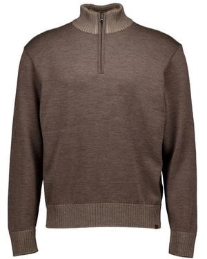 Paul & Shark Shark Tag Soft Cool Touch Wool Half Zip Pullover - Braun