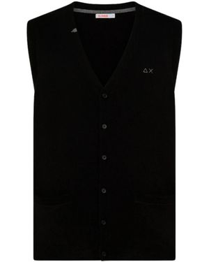 Sun 68 Schwarze woll- und baumwollstrickweste