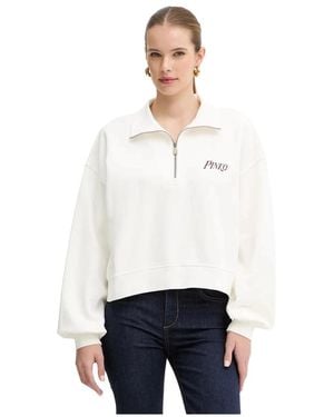 Pinko Hoodies & Sweatvesten ,Wit ,Katoen Sweatshirt Met Hart En Tini Print