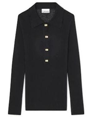 Ganni Round-Neck Knitwear - Noir
