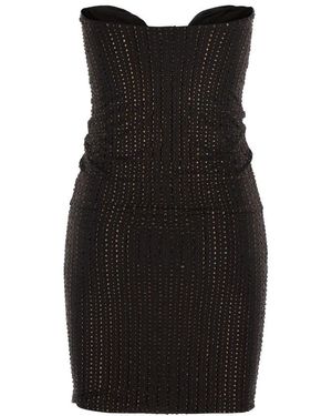 VENUJA Kleedjes ,Bruin ,Crystal Strapless Mini Jurk - Zwart