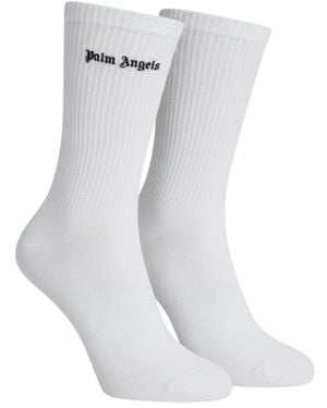 Palm Angels Ribbed Logo Sokken - Wit