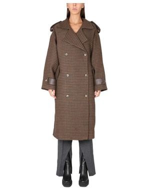 The Mannei Double-Breasted Coats - Brown