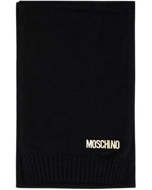 Moschino Sjaal Met Logo-Detail - Zwart
