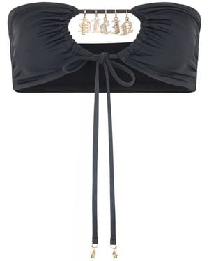 Philipp Plein Badmode ,Zwart ,Leer Zwembandeau Charms