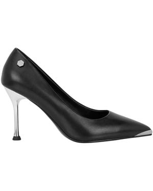 Philipp Plein Schoenen ,Zwart ,Leer Decollete Hi-Heels Pump Hexagon