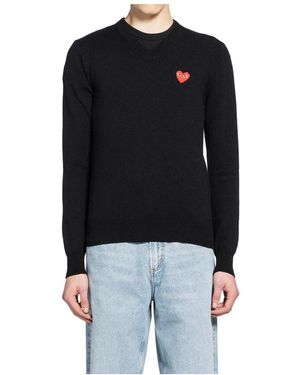COMME DES GARÇONS PLAY V-Neck Knitwear - Black