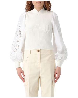 Twinset V-Neck Knitwear - Bianco