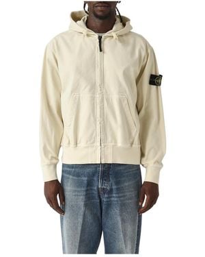 Stone Island Panama Zip-Through Sweatshirt - Naturel