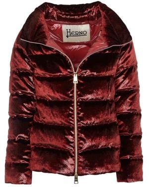 Herno Gewatteerde Jas Met Fluweeleffect - Rood