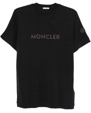 Moncler Bedrucktes T-Shirt Schwarz Rundhalsausschnitt Kurze Ärmel