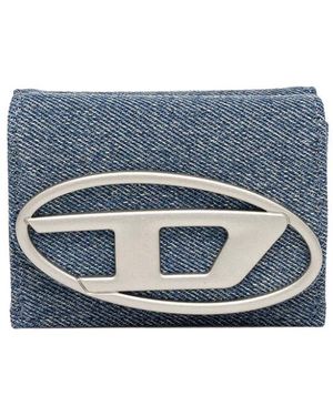 DIESEL Accessoires ,Blauw ,Katoen 1Dr Tri Fold Coin Xs Ii Wallet