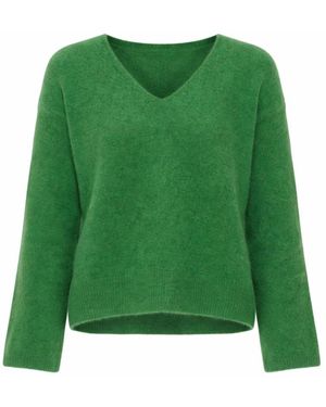 C.T.Plage V-Ausschnitt Strickpullover - Grün