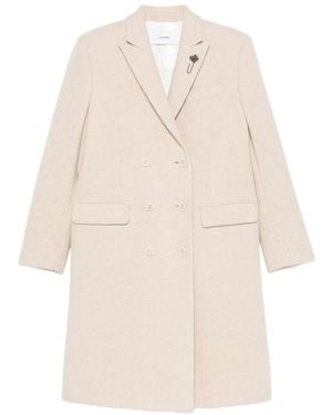 Lardini Double-Breasted Coats - Natural