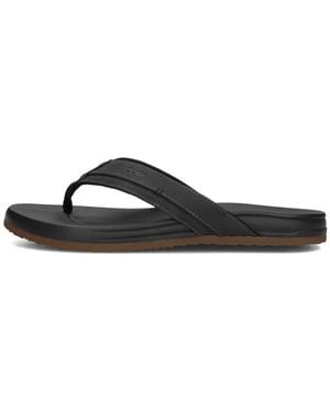 CLAY Herren Leder Look Hausschuhe - Schwarz
