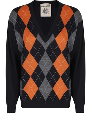 Semicouture V-Neck Knitwear - Bleu