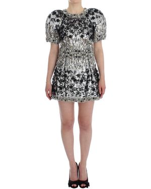 Dolce & Gabbana Crystal Silver Runway Handgemaakte Jurk - Meerkleurig