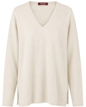 Max Mara Truien & Vesten ,Polyester V-Hals Gebreid - Wit