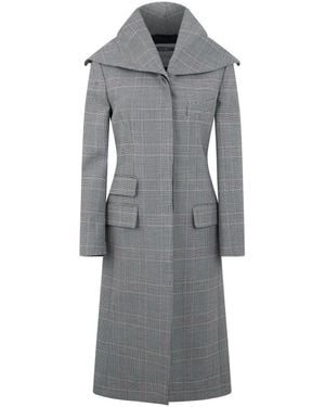 Moschino Lange Grijze Elegante Jas Van Zachte Stof - Grijs