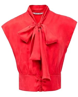 Salsa Jeans Overhemden ,Rood ,Suède Bow-Front Cropped Blouse