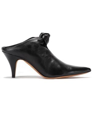 KHAITE Schoenen ,Zwart ,Leer Zwarte Leren Sabot Met Knoopdetail Op De Hak