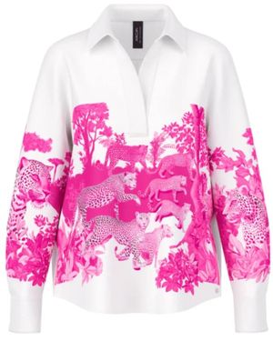 Marc Cain Overhemden ,Veelkleurig ,Katoen Savannah-Print Katoenen Blouse - Roze
