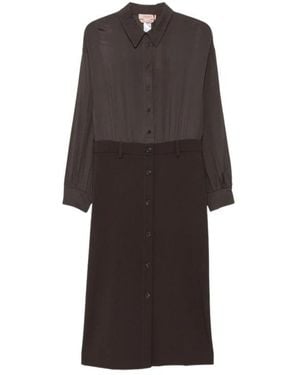 Twinset Midi Kleid Aus Zwei Materialien - Braun