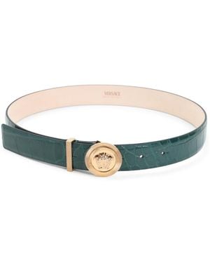 Versace Medusa Biggie Croco-Effect Riem 3 Cm - Blauw