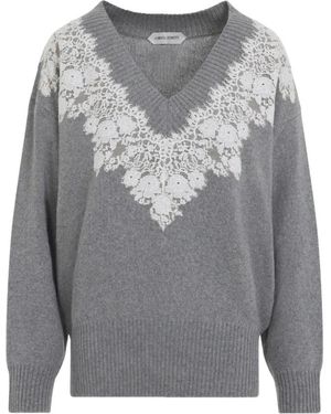 Alberta Ferretti Trui Met Kanten Details - Grijs