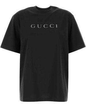 Gucci T-Shirt Aus Baumwoll-Jersey Mit Print - Schwarz