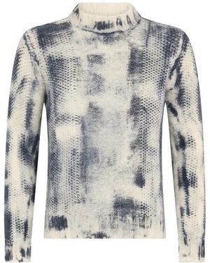 Malo Truien & Vesten ,Wit ,Wol Geprinte Trui Met Polokraag - Blauw