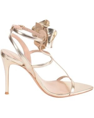 Twinset Hohe Sandalen Mit Blumenmuster - Mettallic