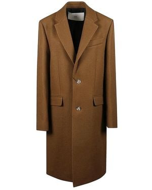 Ami Paris Single-Breasted Coats - Brown