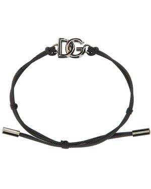 Dolce & Gabbana Accessoires ,Zwart ,Polyester Dg Logo Cord Bracelet - Metallic