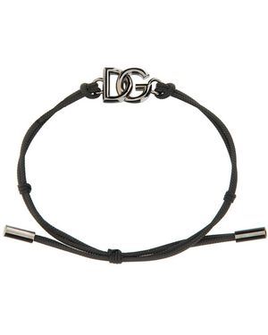 Dolce & Gabbana Dg Logo Cord Bracelet - Mettallic