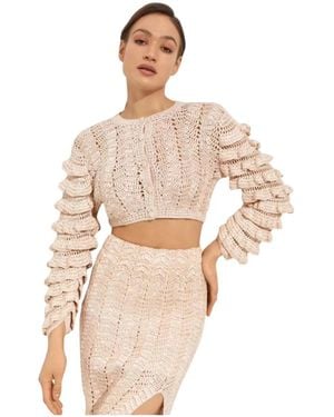 LoveShackFancy Truien & Vesten ,Nylon Gehaakte Top Junice - Naturel