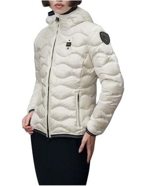 Blauer Piumino onda con cappuccio bianco - Metallizzato