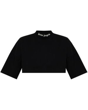 Palm Angels Tops ,Zwart ,Katoen Oversized Katoenen T-Shirt