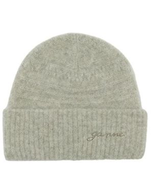 Ganni Accessoires ,Grijs ,Wol Soft Wool Beanie - Groen