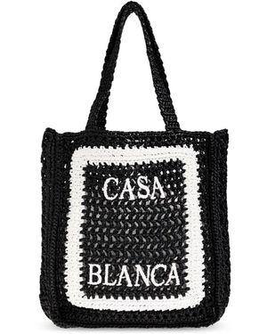 CASABLANCA Raffia Tote - Schwarz