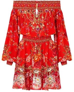 CAMILLA Off Shoulder Short Dress Ole Ole - Rot