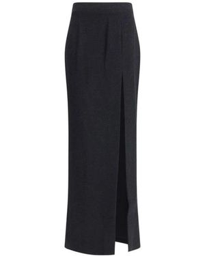 Alessandra Rich Lange Tweed Rok Met Split Aan De Zijkant - Zwart
