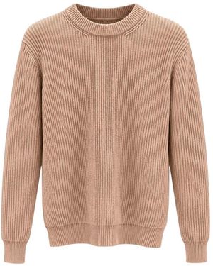 Roberto Collina Truien & Vesten ,Denim Gebreide Trui Met Ronde Hals - Naturel